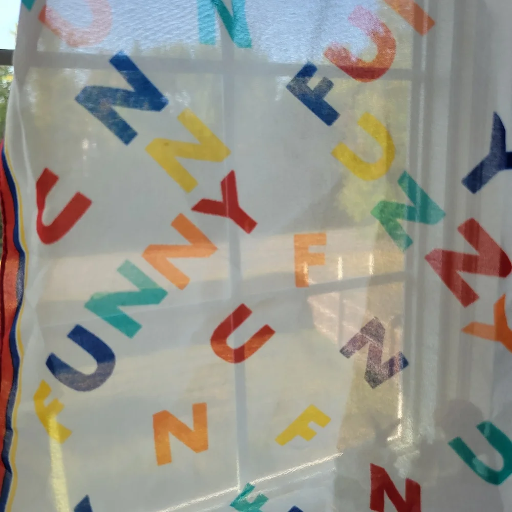 FUNNY! Italian Colorful Letterprint Scarf Vintage 1970s? ~ Cute ~ Teacher Comedy